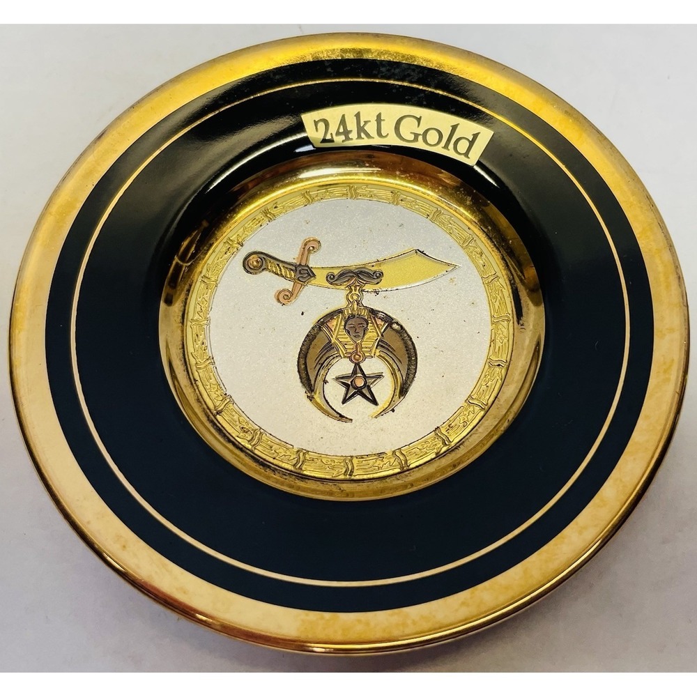 The Art Of Chokin 24K  4" Made in Japan Black Gold Shriner's  RARE